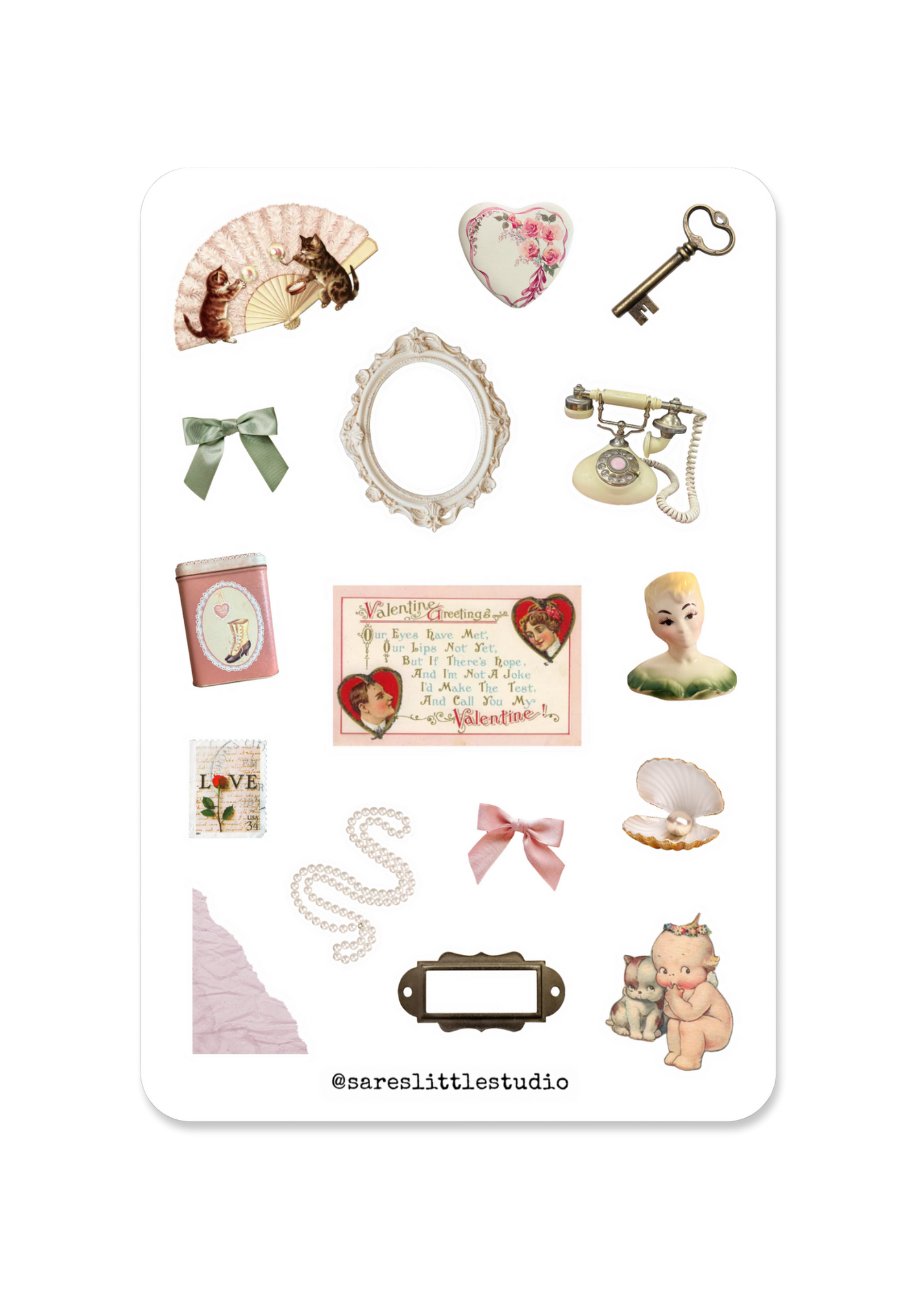 Soft Romantic Vintage Trinkets Sticker Sheet - Matte