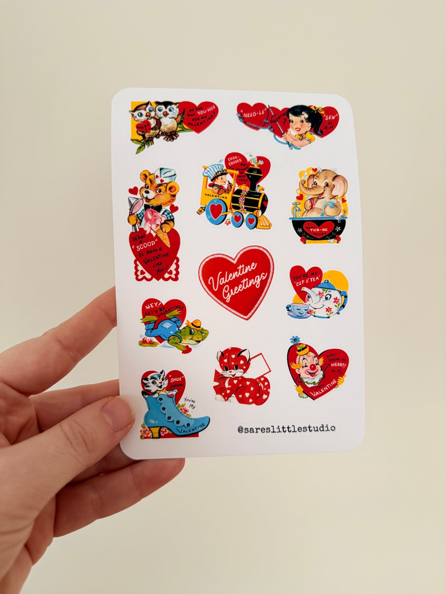 Vintage Valentine Greetings Sticker Sheet - Matte
