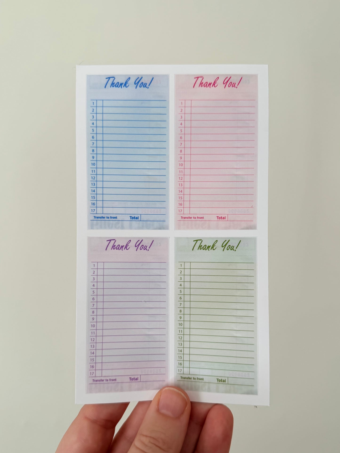 Colorful “Thank You!” Guest Checks Sticker Sheet - Matte