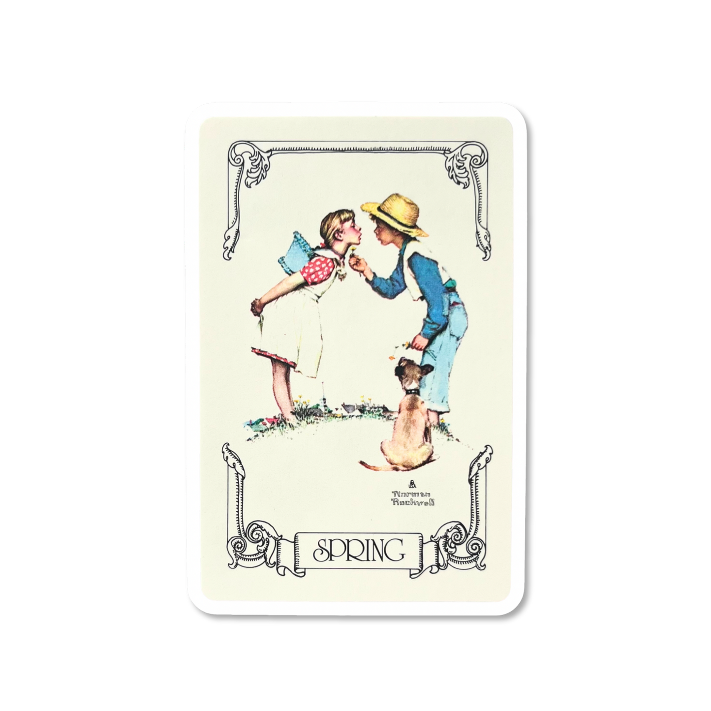 “Spring” Vintage Rockwell Playing Card Sticker