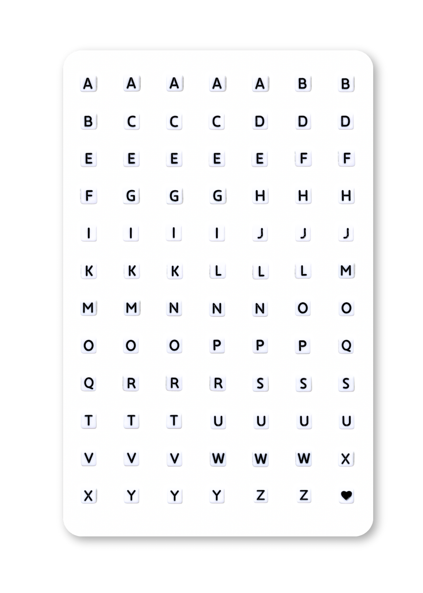 Square Black & White Bead Letters Sticker Sheet - Matte