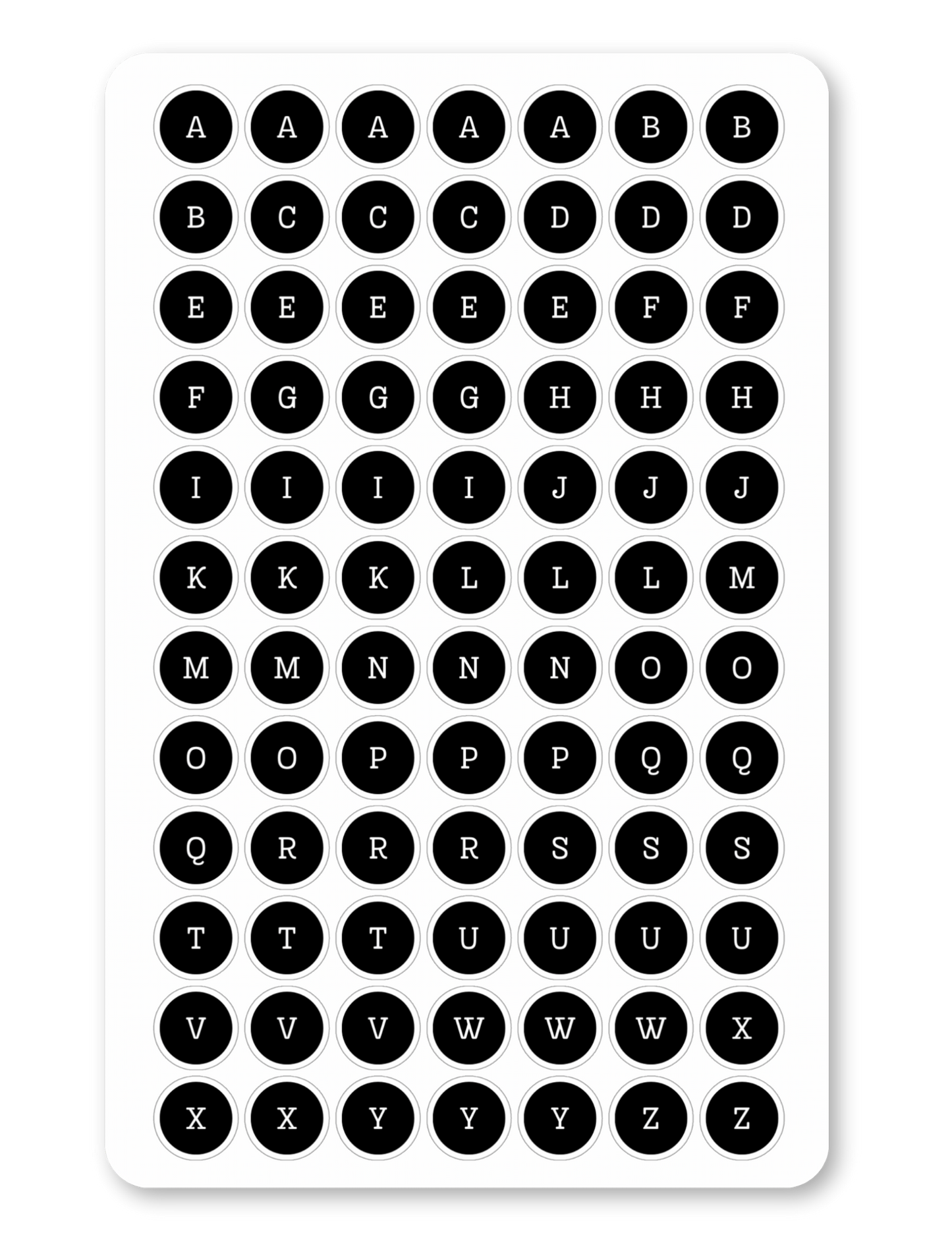 Typewriter Keys Letter Sticker Sheet - Matte