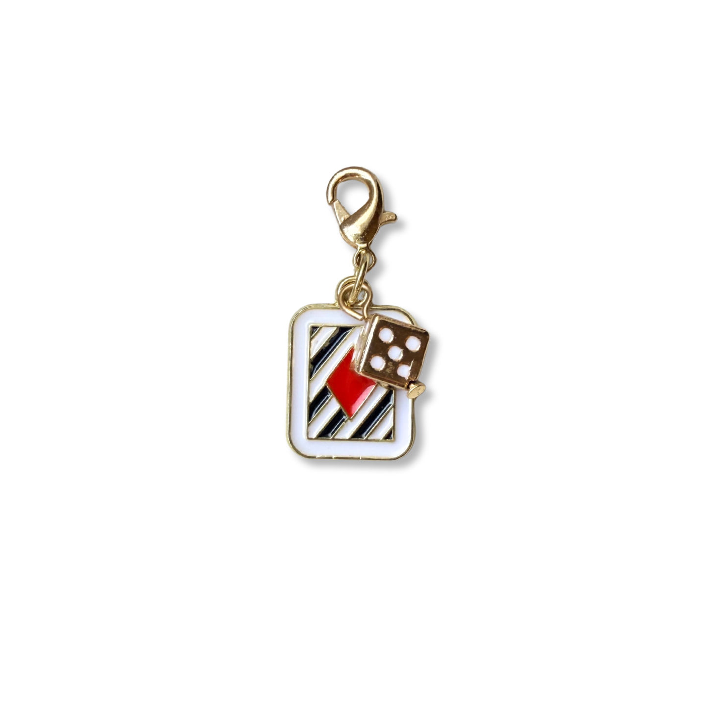 Diamonds Playing Card + Gold Dice Charm