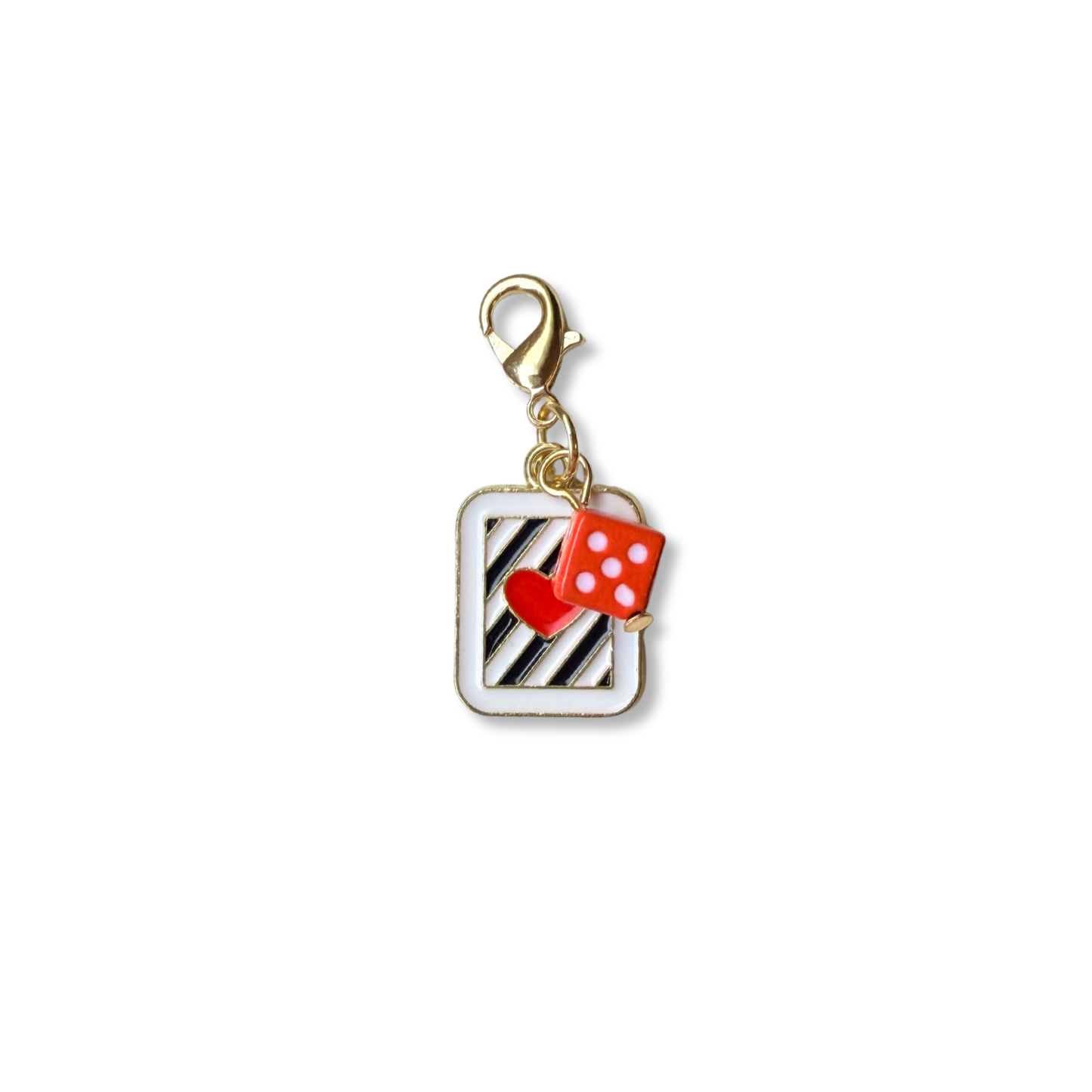 Hearts Playing Card + Red Dice Charm