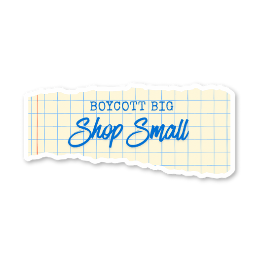 Boycott Big Shop Small Sticker - Yellow+Blue