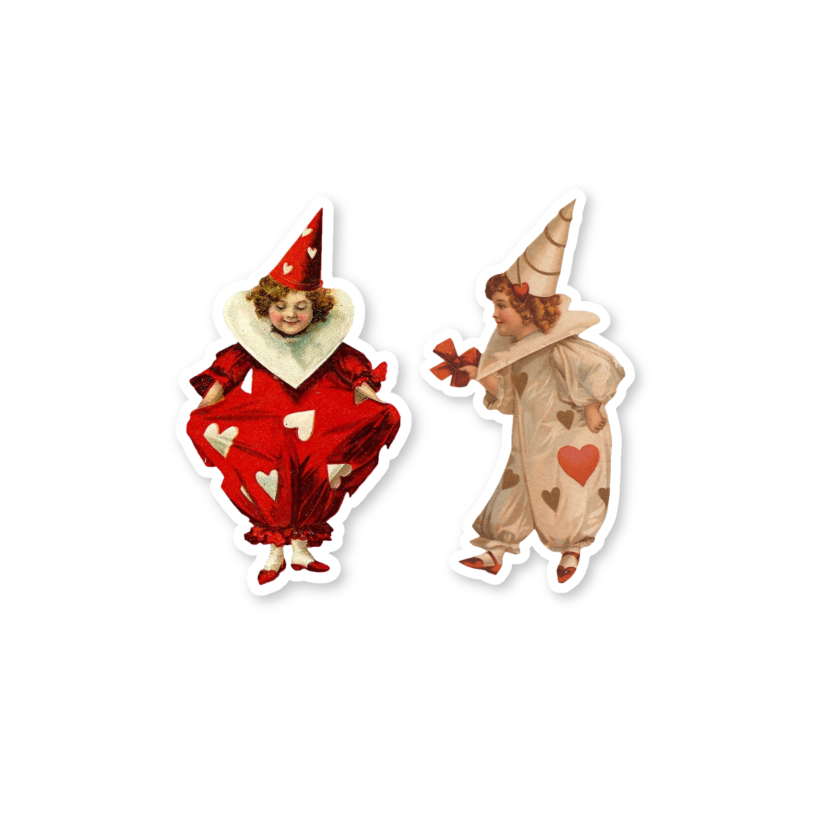 Vintage Valentine Clown Stickers