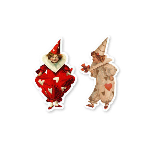 Vintage Valentine Clown Stickers