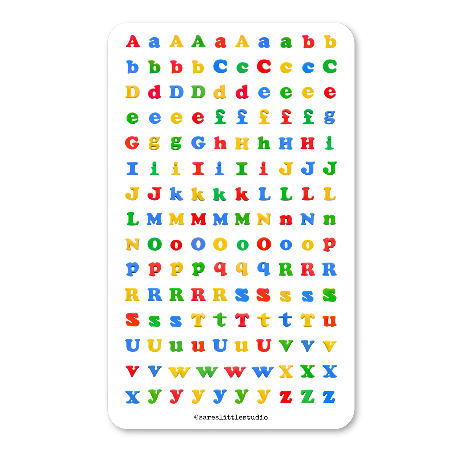 Fridge Magnet Letters Sticker Sheet - Matte