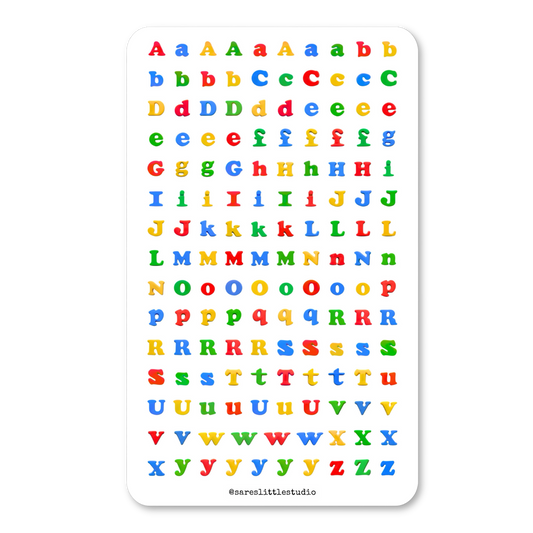 Fridge Magnet Letters Sticker Sheet - Matte
