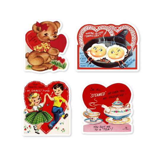 4-Pack Vintage Valentine Die Cut Stickers