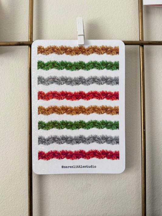 Holiday Tinsel Garland Strips Sticker Sheet