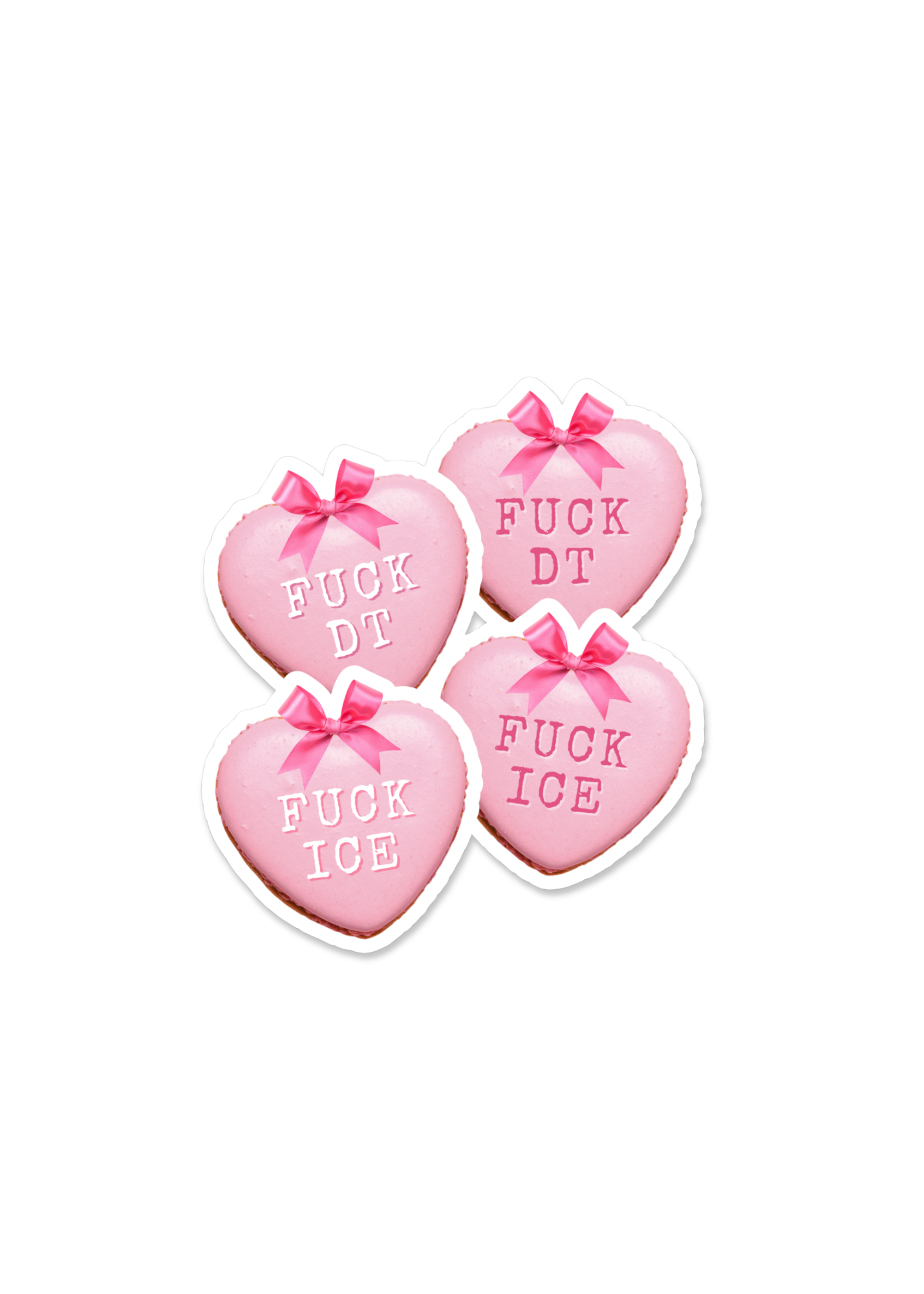 Anti-Fascism Pink Heart Macaron Stickers (Supports ICIRR)