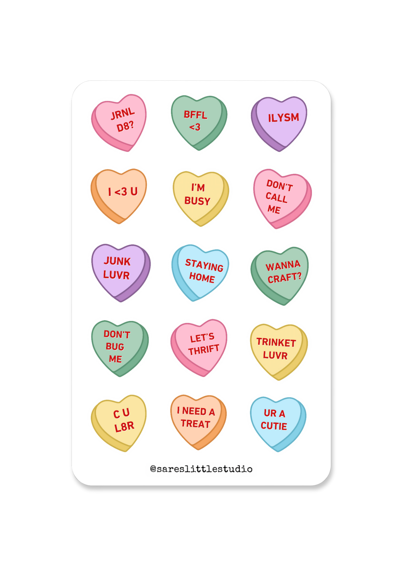 Bittersweet Conversation Hearts Sticker Sheet - Matte
