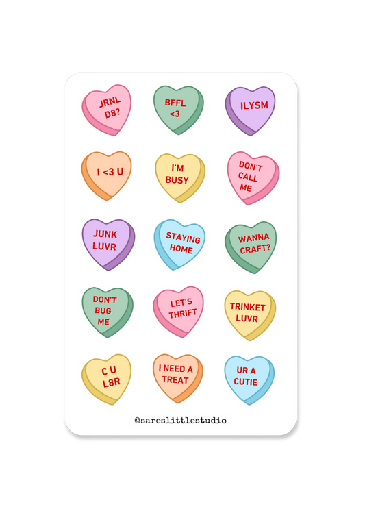 Bittersweet Conversation Hearts Sticker Sheet - Matte