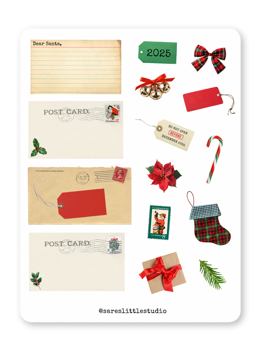 Christmas Ephemera Sticker Sheet (6x8”) - Matte