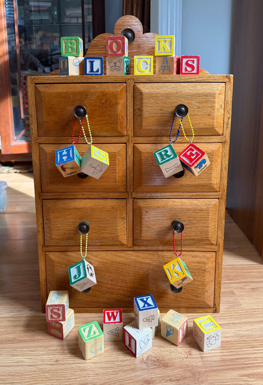 Vintage Wooden Block Letter Keychain