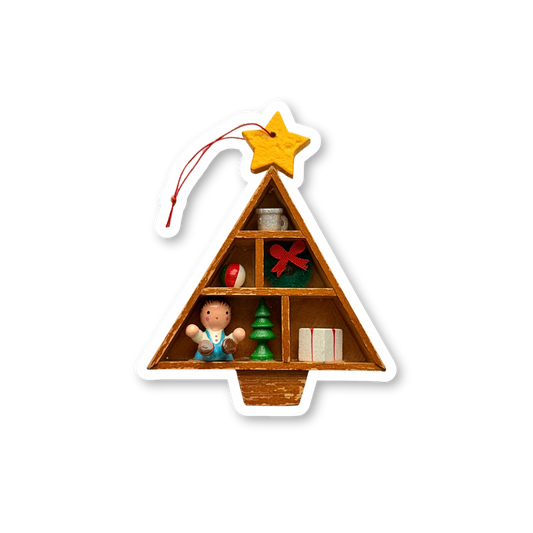 Vintage Tree Shelf Christmas Ornament Sticker