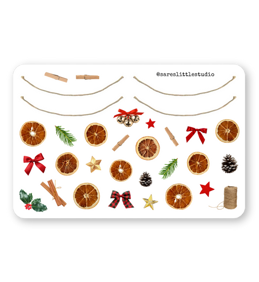 Build-Your-Own Dried Orange Garland Sticker Sheet - Matte