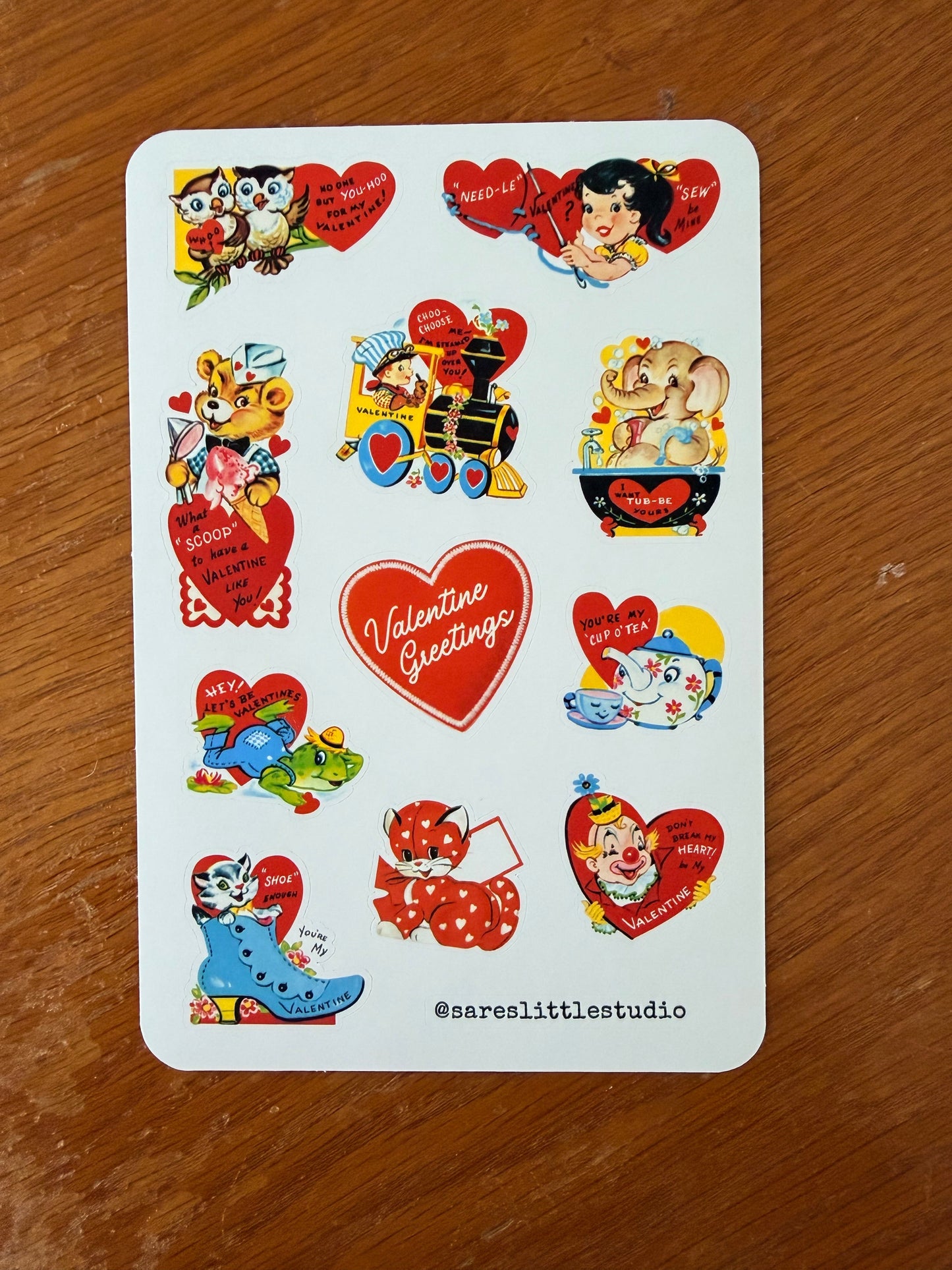 Vintage Valentine Greetings Sticker Sheet - Matte