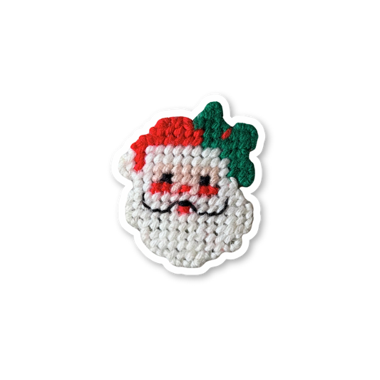 Vintage Needlepoint Santa Sticker