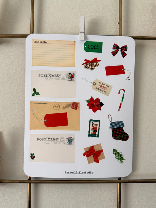 Christmas Ephemera Sticker Sheet (6x8”) - Matte