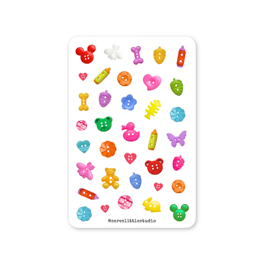 Colorful Button Stash Sticker Sheet - Matte
