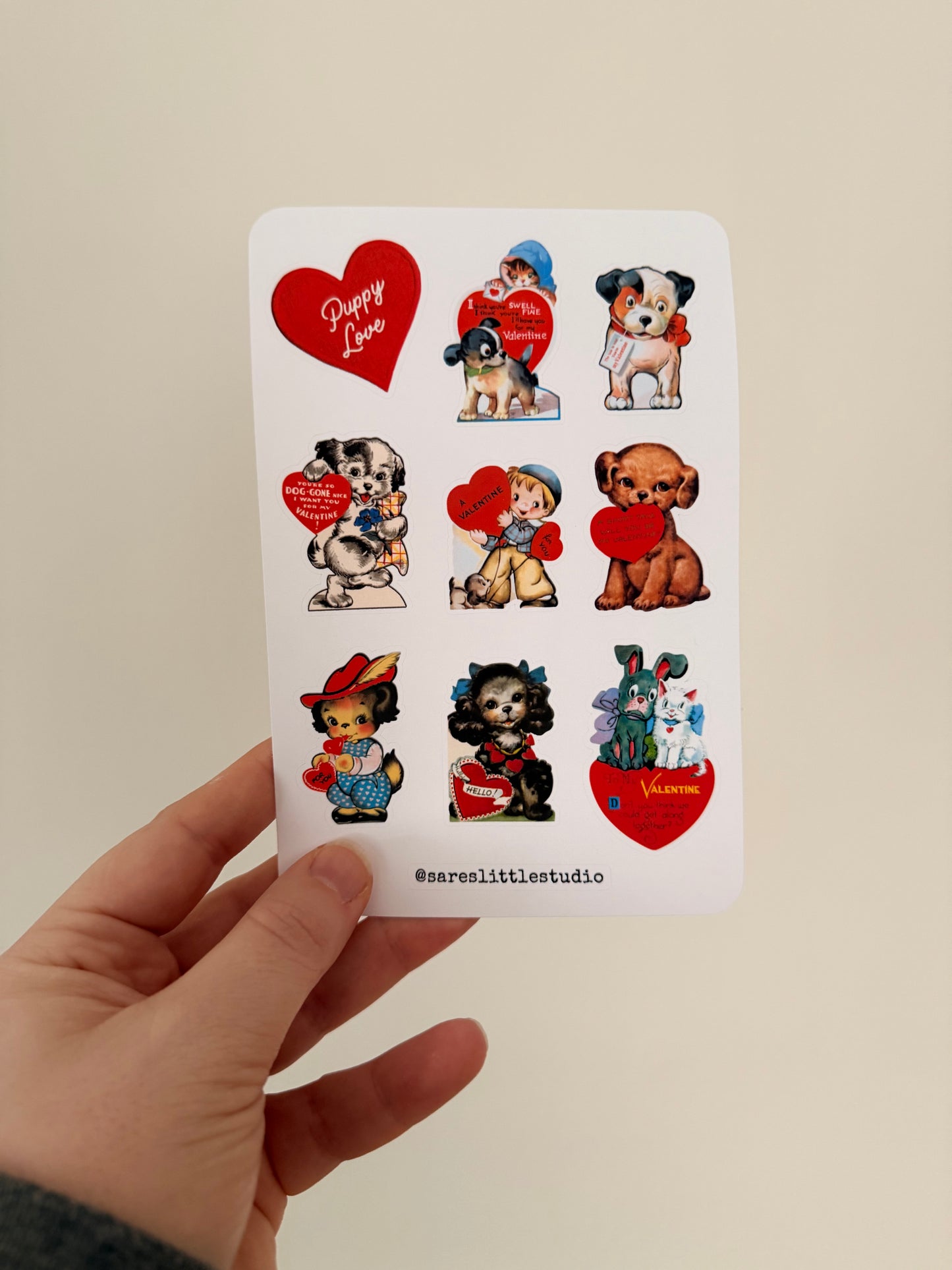 Vintage Puppy Love Sticker Sheet - Matte