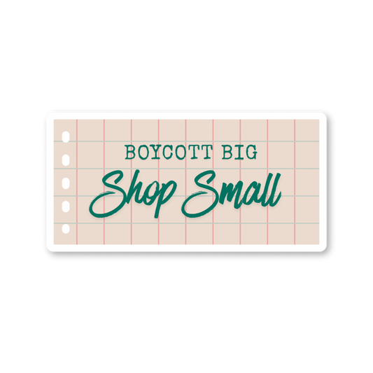 Boycott Big Shop Small Sticker - Peach+Green