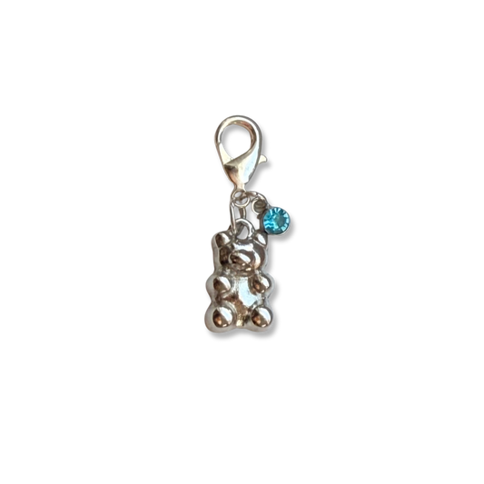 Silver Gummy Bear + Rhinestone Charm