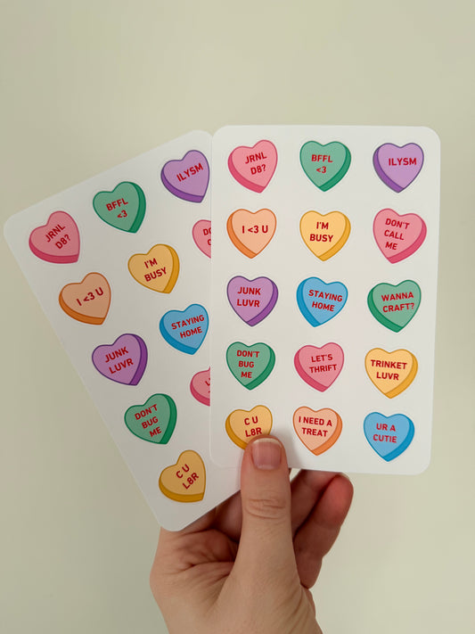 Bittersweet Conversation Hearts Sticker Sheet - Matte
