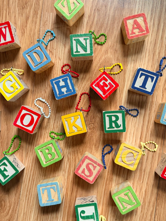 Vintage Wooden Block Letter Keychain