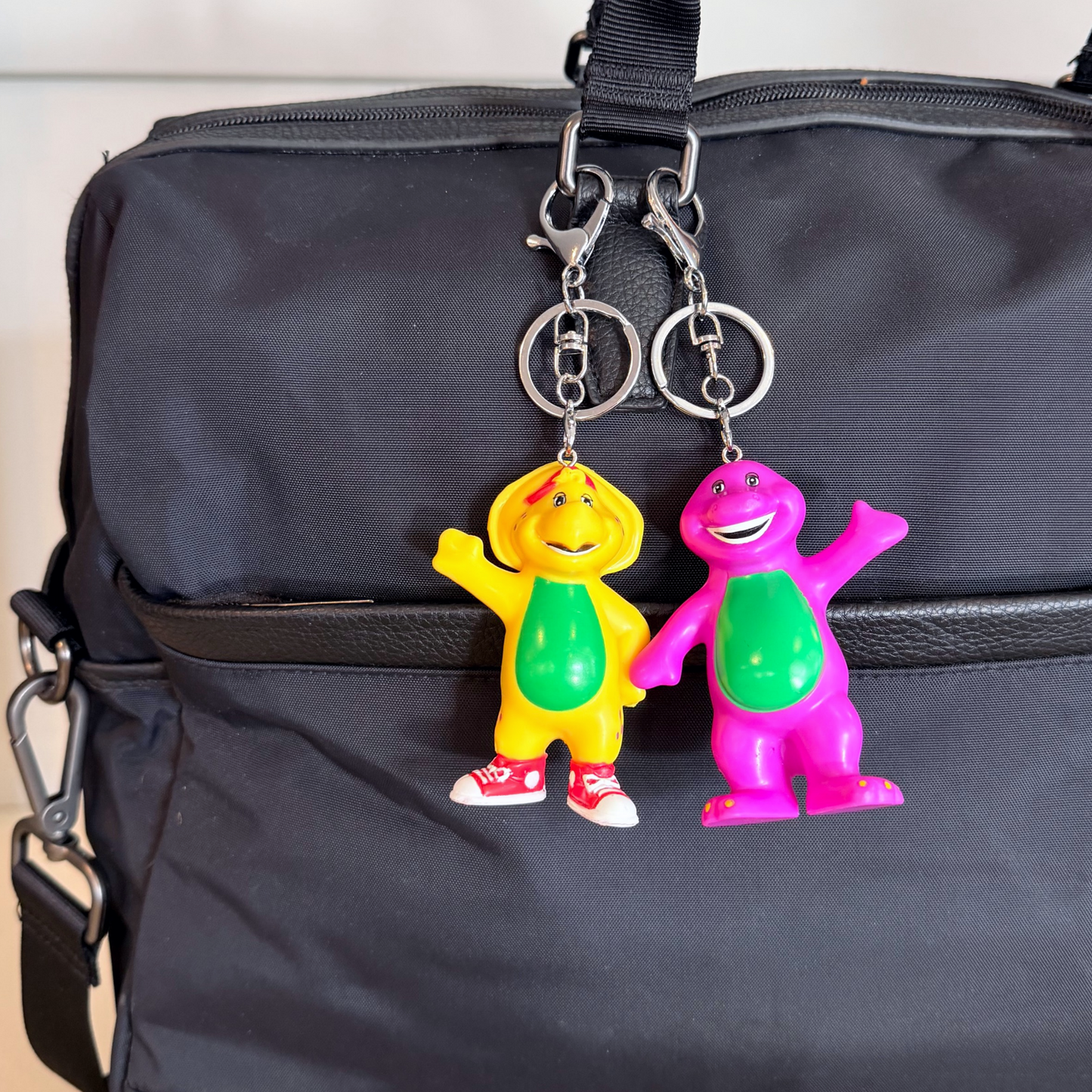 Vintage Barney & BJ Figurine Keychains (1993)