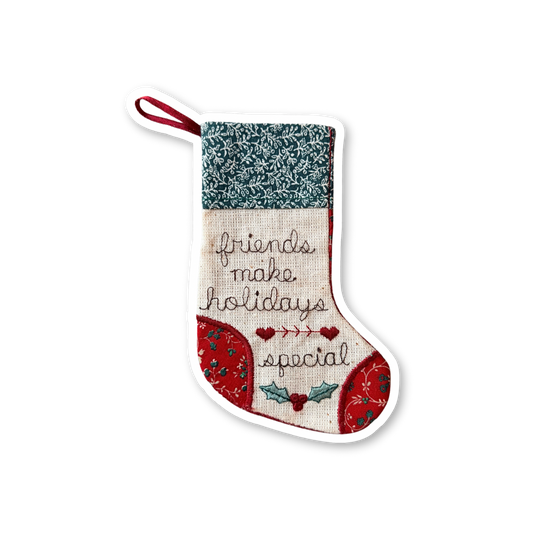 Vintage Embroidered Friendship Stocking Sticker