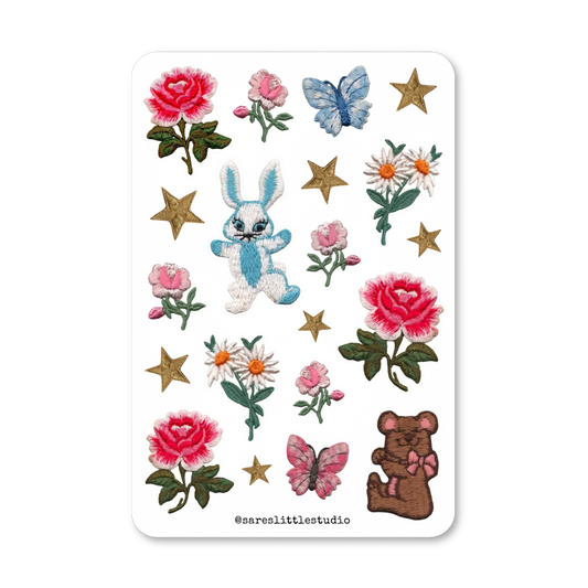 Vintage Springtime Patches Sticker Sheet - Matte