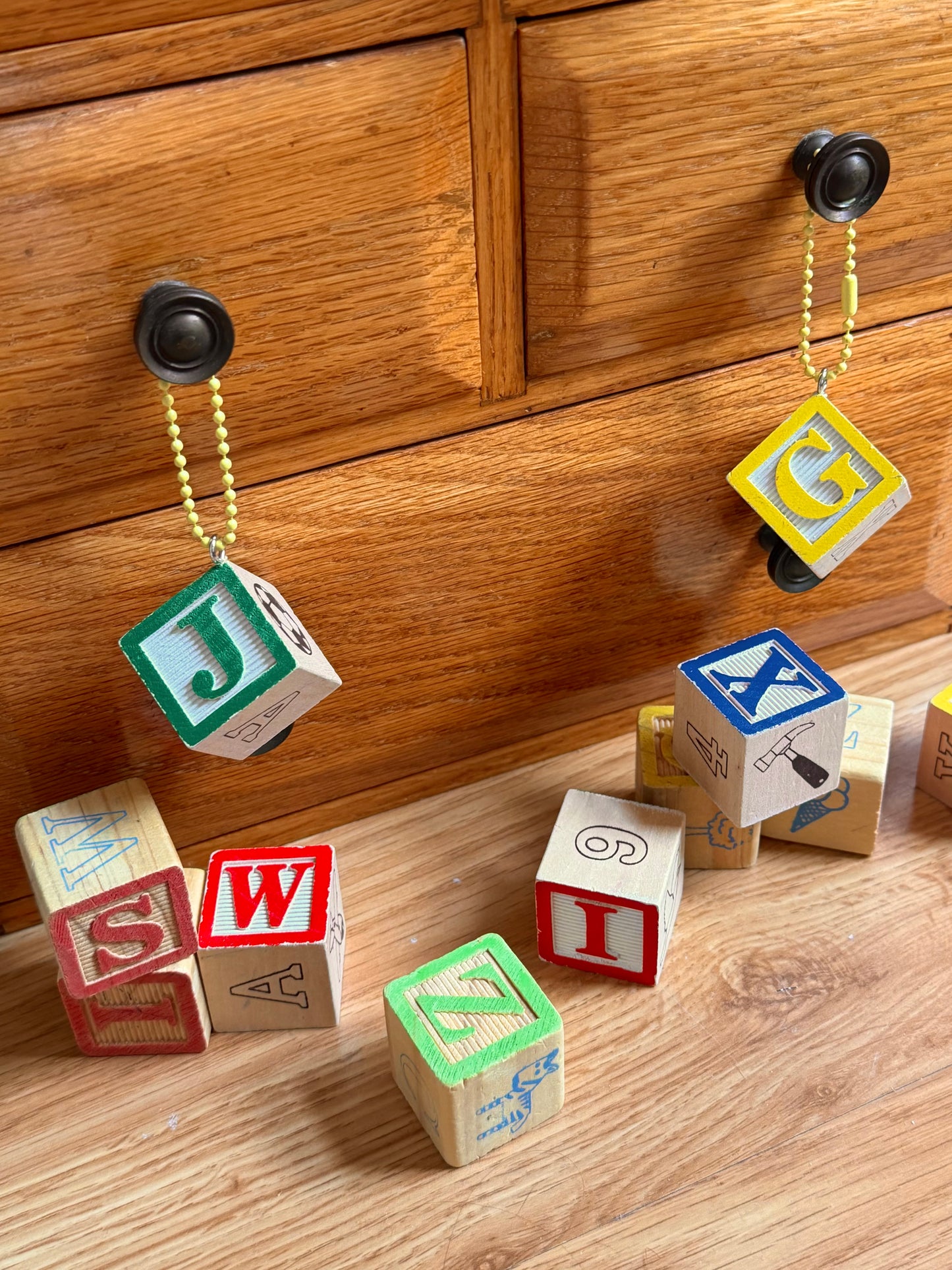 Vintage Wooden Block Letter Keychain