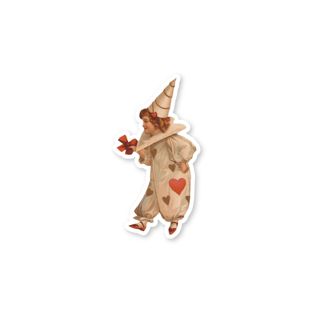 Vintage Valentine Clown Stickers