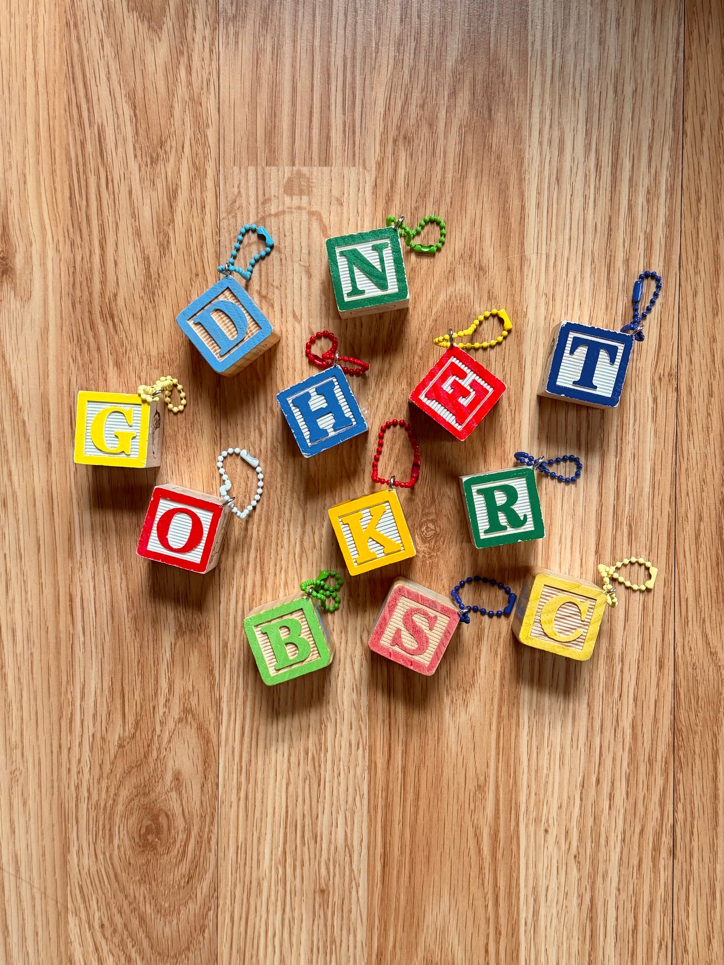 Vintage Wooden Block Letter Keychain