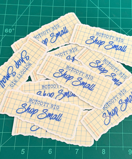 Boycott Big Shop Small Sticker - Yellow+Blue