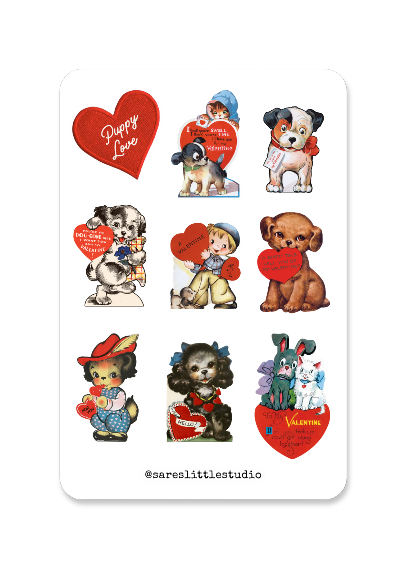 Vintage Puppy Love Sticker Sheet - Matte