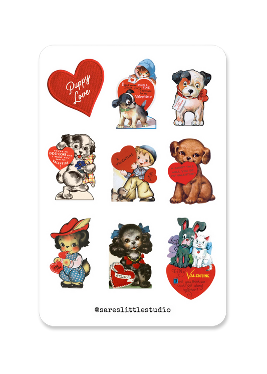 Vintage Puppy Love Sticker Sheet - Matte