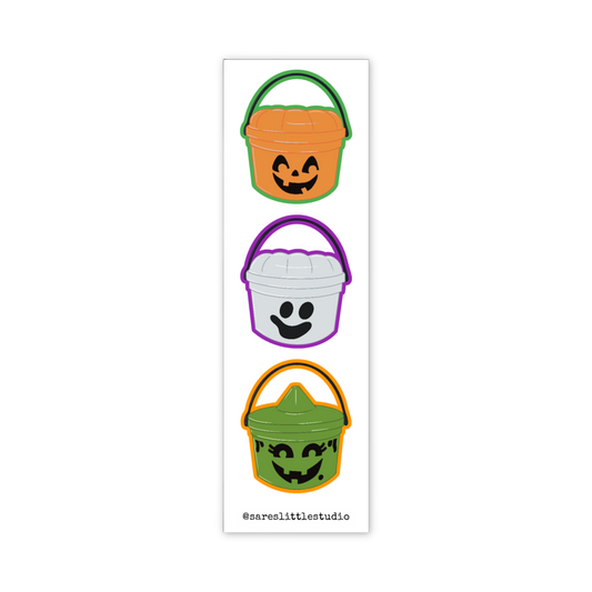 Halloween Boo Buckets Illustrated Sticker Strip