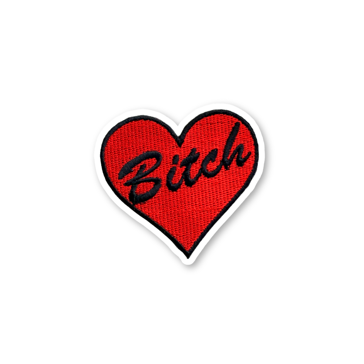 "Bitch" Embroidered Heart Patch Sticker