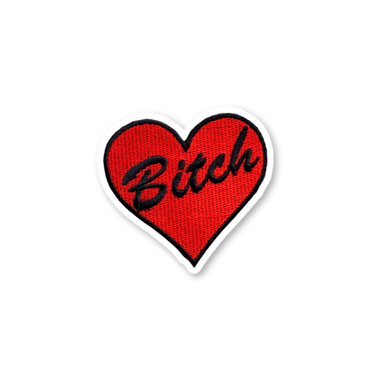 "Bitch" Embroidered Heart Patch Sticker