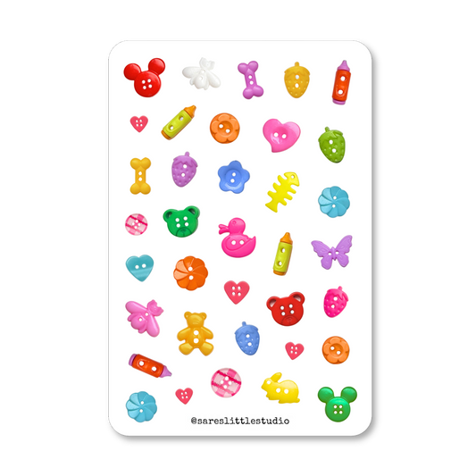 Colorful Button Stash Sticker Sheet - Matte