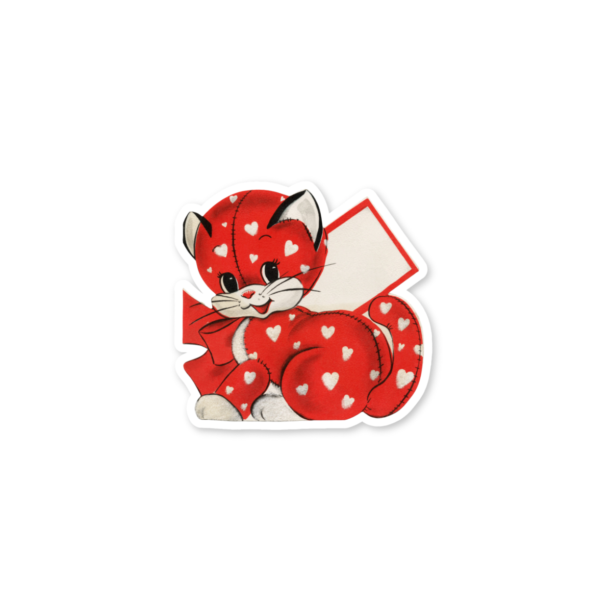 Vintage Red Cat Valentine Sticker