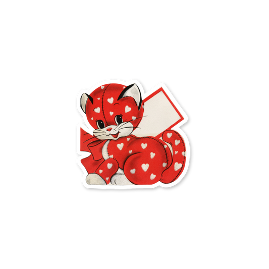 Vintage Red Cat Valentine Sticker
