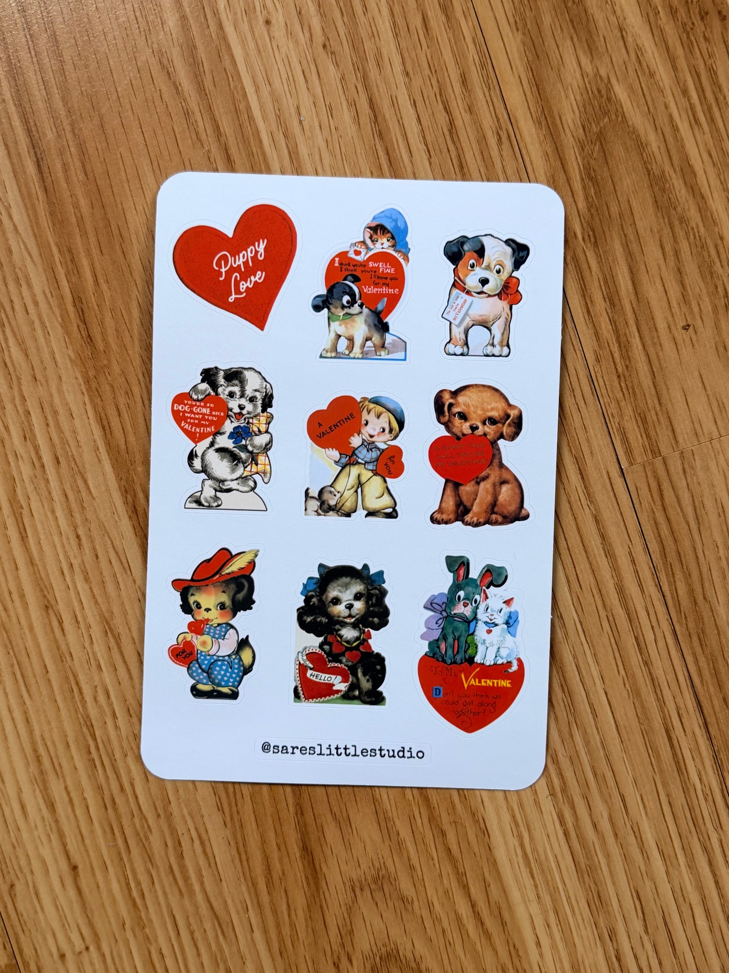 Vintage Puppy Love Sticker Sheet - Matte