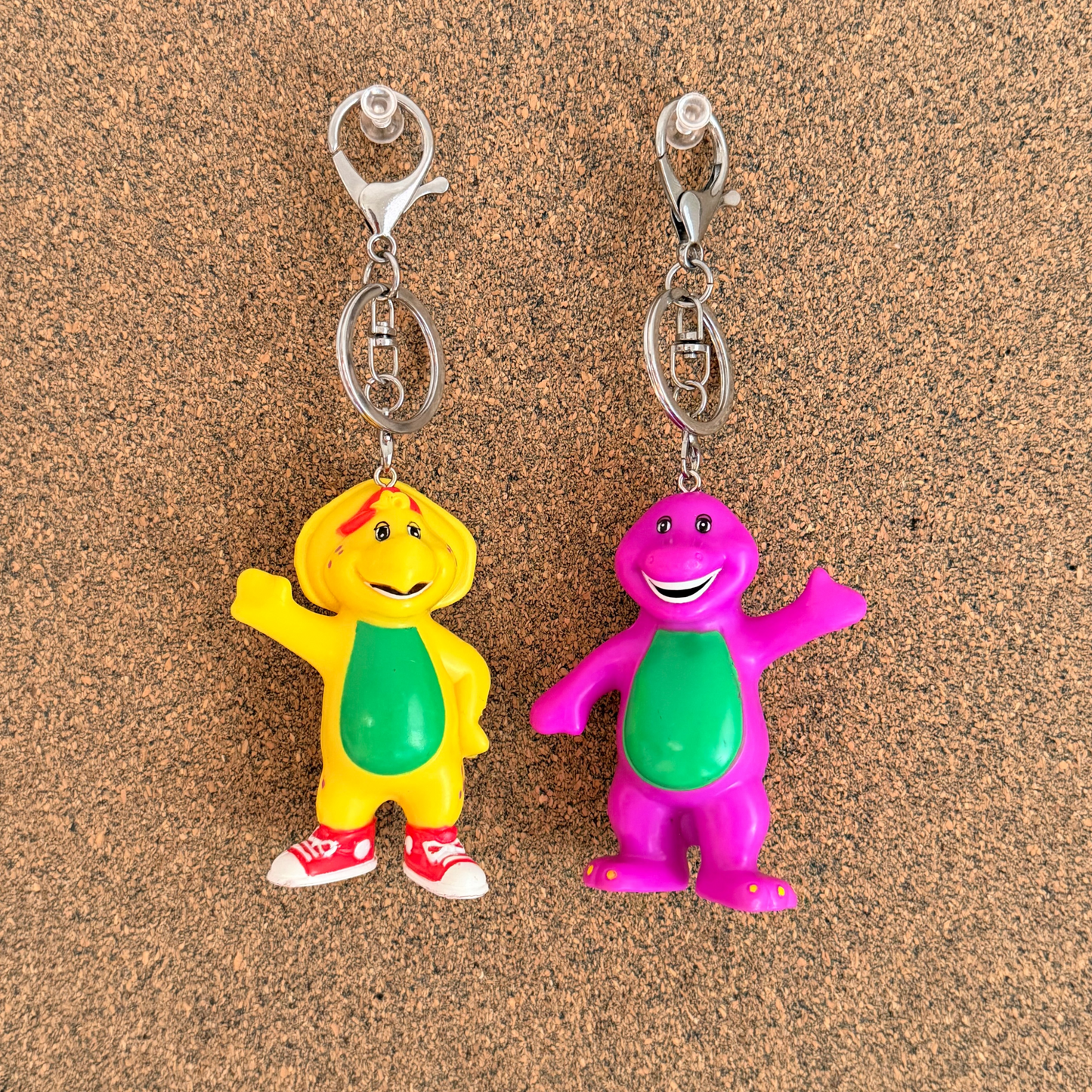 Vintage Barney & BJ Figurine Keychains (1993)