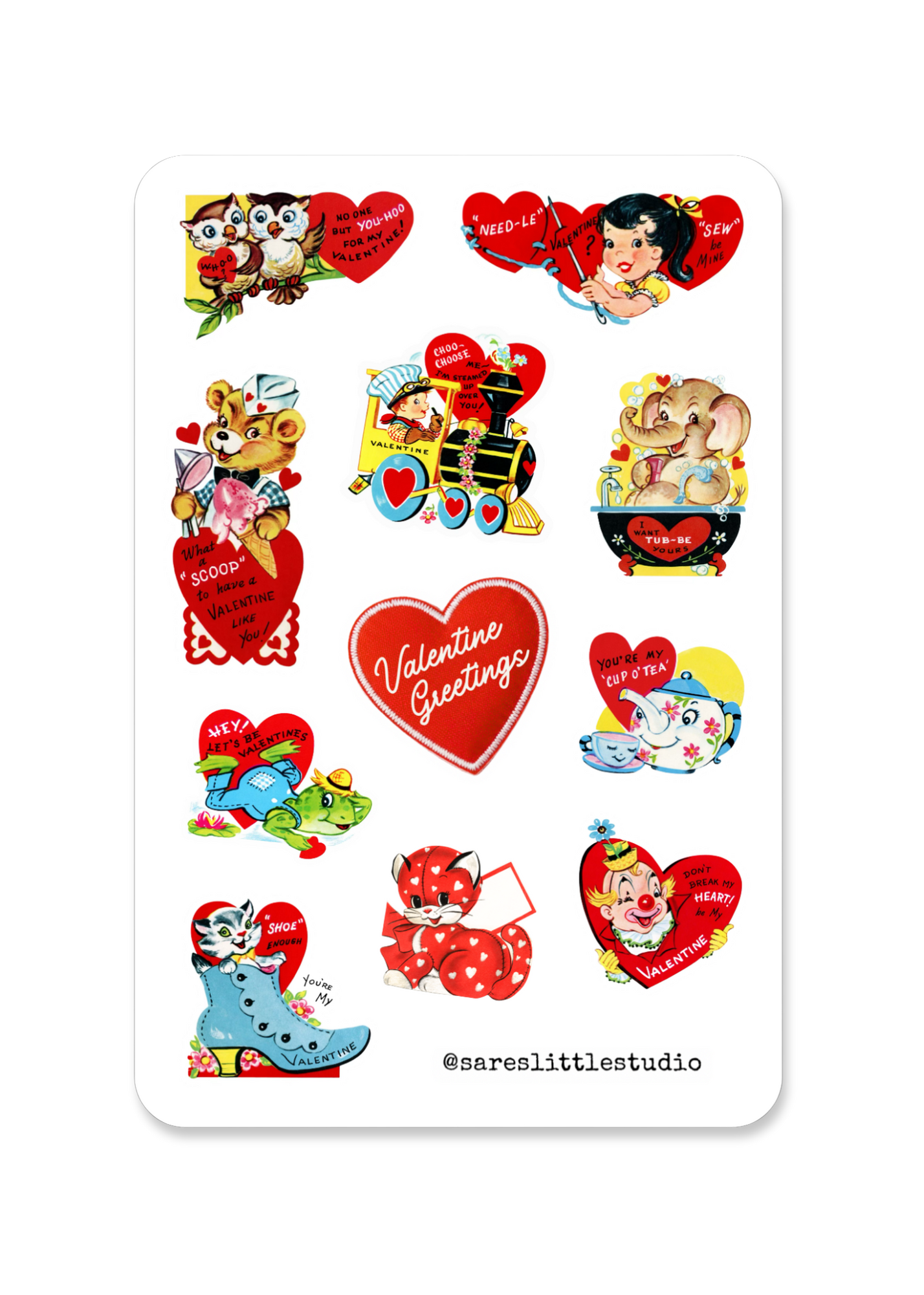 Vintage Valentine Greetings Sticker Sheet - Matte