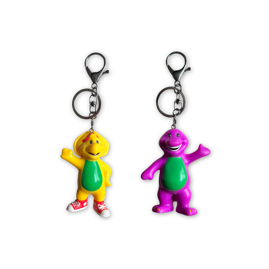 Vintage Barney & BJ Figurine Keychains (1993)